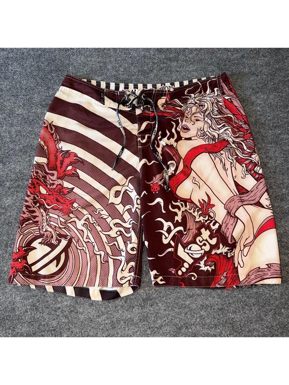 LOST Enterprises Psycho Ward Mayhem Surf Board Shorts Mens LG 34 VTG Y2K 90s